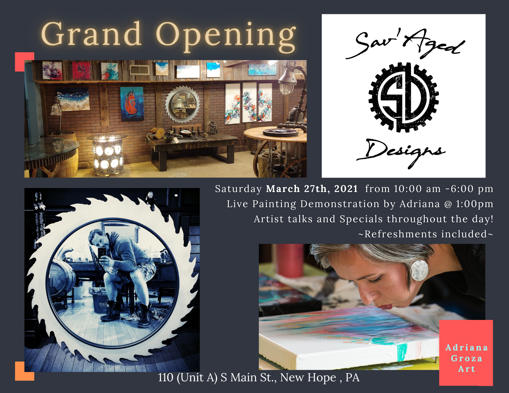 Sav’Aged Designs Gallery Grand Opening- Press